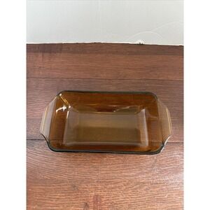 Anchor Hocking Fire King Amber Glass Baking Pan Dish small Loaf Pan #442